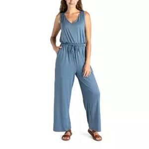 ALL THREADS Blue V Neck Jumpsuit Sleeveless Elastic Waist MEDIUM Pockets
